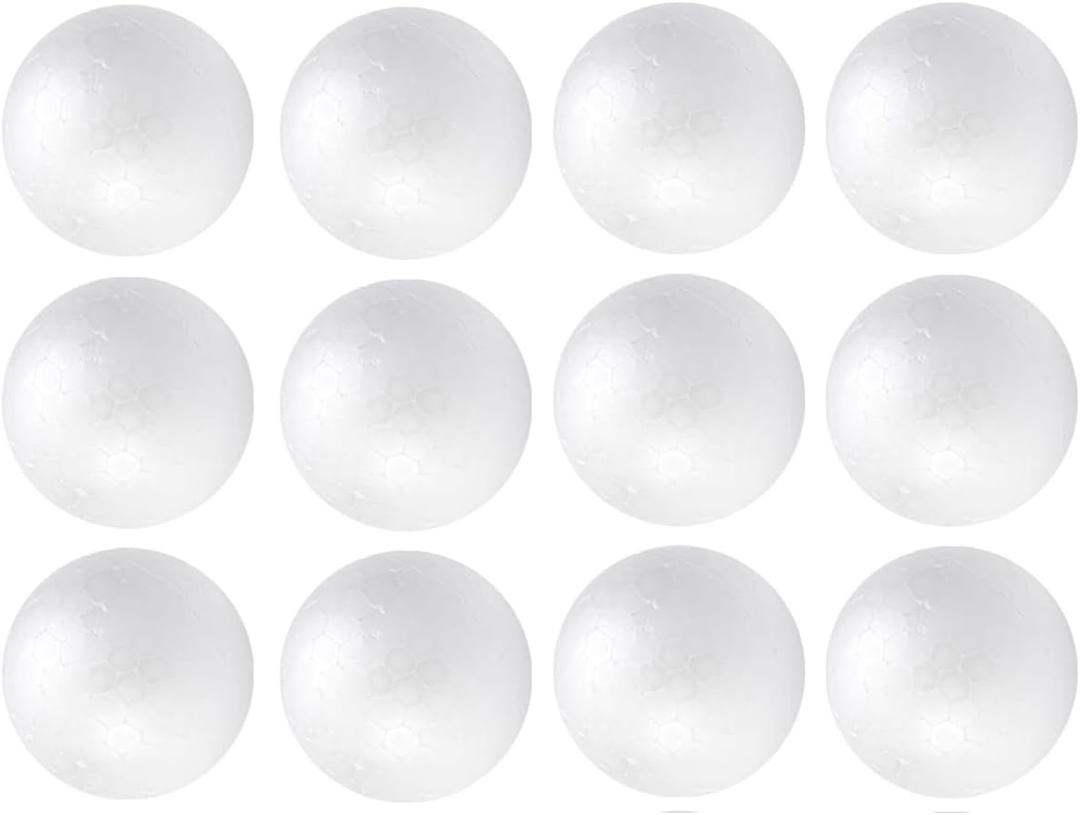 Crafjie Craft Foam Balls 2.75 Inches in Diameter 12-Pack, Smooth Polystyrenets Foam Ball, for Decoration Household School Projects DIY Arts and Craft, White