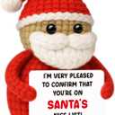 Funny Crochet Santa Claus Christmas Gift,Xmas White Elephant Gifts Stocking Stuffers for Adult Kids Daughter Son Best Friend Teens Girls Boys,Handmade Christmas Decorations for Tiered Tray Office Desk