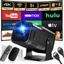 Mini Projector 2025 Upgraded Dual Control 1980x1080P 4K Support Portable Video Projector WiFi 6 BT5.2 180 Keystone Compatible with TV Stick/Memory Stick/Smartphone/USB/Laptop, Dark