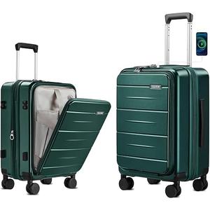 Carry On Luggage with Top Opening, Expandable with Front Pocket and USB Charging Port, Lightweight with Front Compartment Rolling Suitcases with Spinner Wheels, 22 x 14 x 9 inches