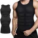 Mens Compression Shirt Slimming Body Shaper Vest Workout Tank Tops Abdomen | Abs Undershirts Gynecomastia Support, Belly Control, Back Support, Posture Fix, Breathable, No Roll, Invisible Layer, S