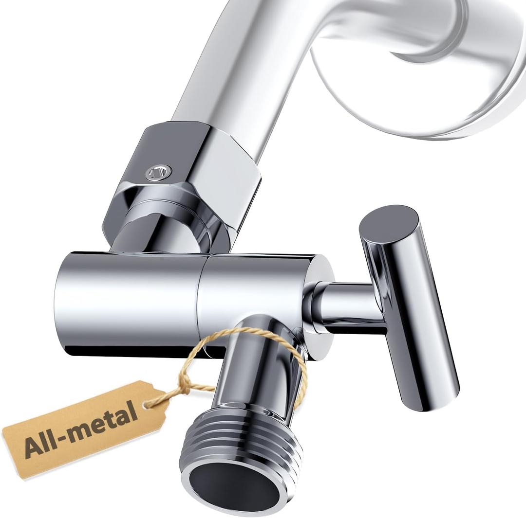 YDmeet All Metal Shower Head Adapter, 360 ° Adjustable Shower Head Extension Arm Connector for Shower Heads- Chrome
