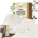 Bedsure 100% Organic Cotton Sheets, GOTS Certified Queen Sheet Set, 17" Deep Pocket Bedsheets with Corner Straps, Eco-Friendly, Soft, Breathable & Luxury PureWoven Cotton Hotel Bedding, 4PCS, Ivory