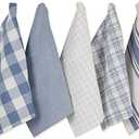 DII Everyday Basic Kitchen Collection Large Woven Cotton Dishtowel/Tea Towel Set, 18x28, Stonewash Blue, 5 Count