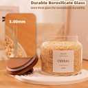 4 Pack Glass Pantry Storage Containers with 132 Pantry Labels - 37 FL OZ Kitchen Glass Canisters with Bamboo Airtight Lids - Farmhouse Glass Pantry Jars for Cookie, Rice, Pasta, Cereal, Bath Salt