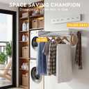 Collapsible Laundry Drying Rack Wall Mounted - 31.5 Inch Metal Clothing Drying Rack with 6+6 Hooks, Retractable Foldable Dry Racks for Laundry Drying Indoor, Heavy Duty Towel & Coat Hanger
