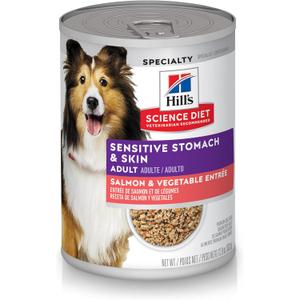 Hill's Science Diet Adult Sensitive Stomach & Skin Wet Dog Food, Salmon & Vegetable, 12.8 oz. Cans, 12-Pack (BB: 10/2025)