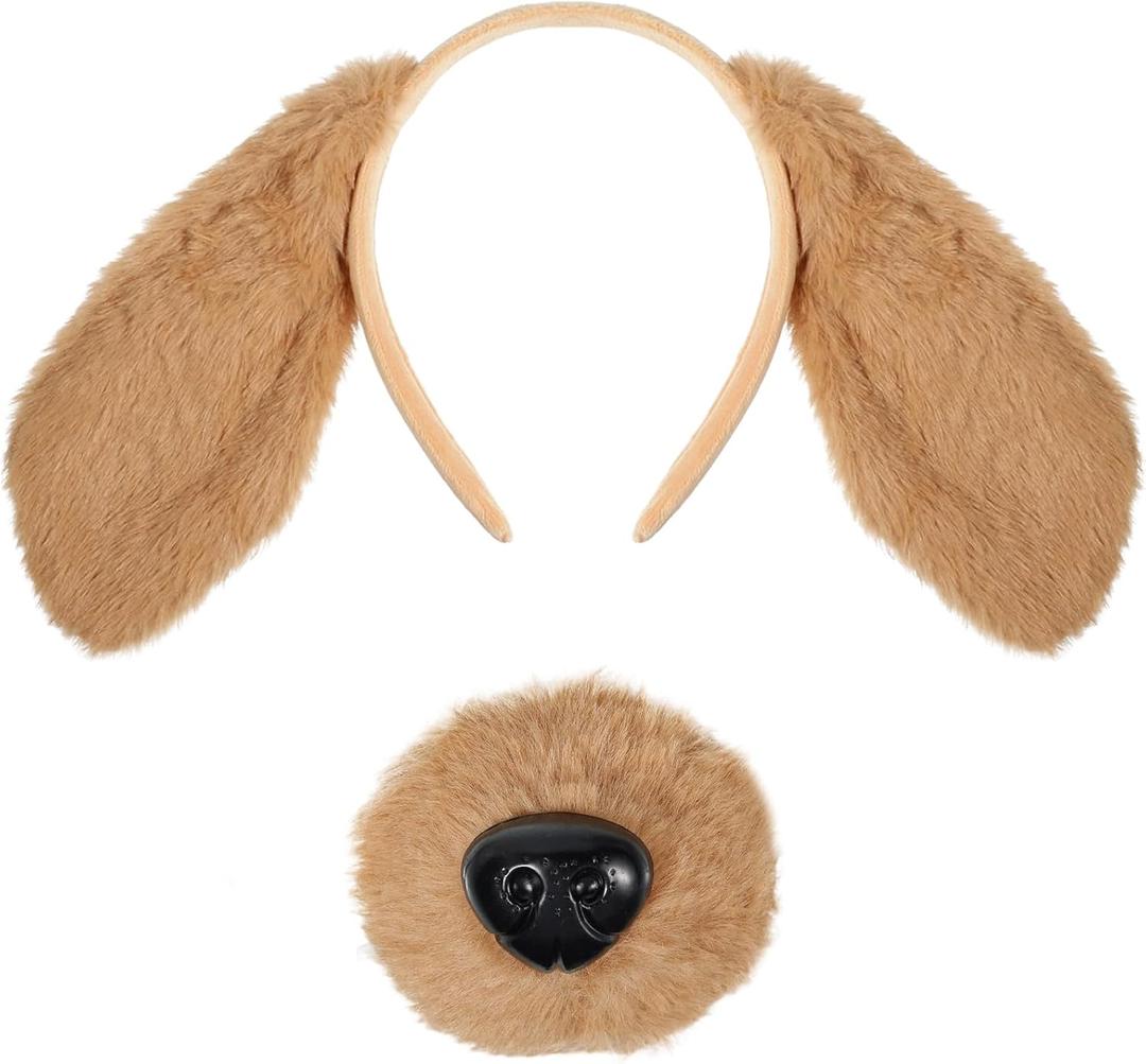 3Pcs Dog Hero Costume Accessories - Baseball Cap Dog Ear Headband Nose for Book Day Cosplay Supplies