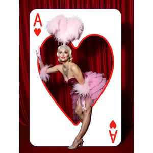 6 ft Large Casino Theme Party Decoration Poker PVC Cardboard Backdrop Ace of Hearts Stand up Sign, Casino Photo Props Las Vegas Game Night Birthday Party Decoration, Playing Cards Themed Backdrop (White)