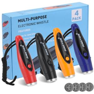 Electronic Whistles 4 Pack, Loudest Electric Whistles 3 Tones High Volume Whistle Hand Held for Coaches Referees Training Whistle Bulk, Outdoor Hiking Emergency Rescue Whistle Gifts