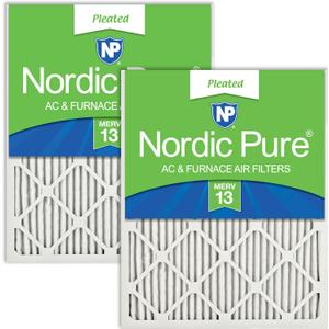 Nordic Pure 16x20x1 (Actual Size: 15 1/2 x 19 1/2 x 3/4) Pleated MERV 13 Air Filters 2 Pack