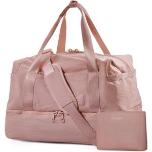 Weekender Bags for Women, BAGSMART Travel Duffel Bags with Shoe Compartment,Personal Item Travel Bag for Airlines, Carry on Overnight Tote Bag with Toiletry Bag(Dark Pink,2pcs) (X-Large)
