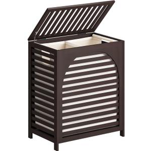 Laundry Hamper, 27.3 Gallon (103L) Bamboo Wood Clothes Laundry Basket with Lid and Handles, Removable Liner