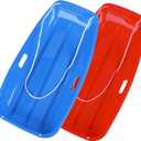 35 inch Snow Sled, Plastic Sled with Leash 2 Handles., Wider and Thicker,Accommodates 2 Peop