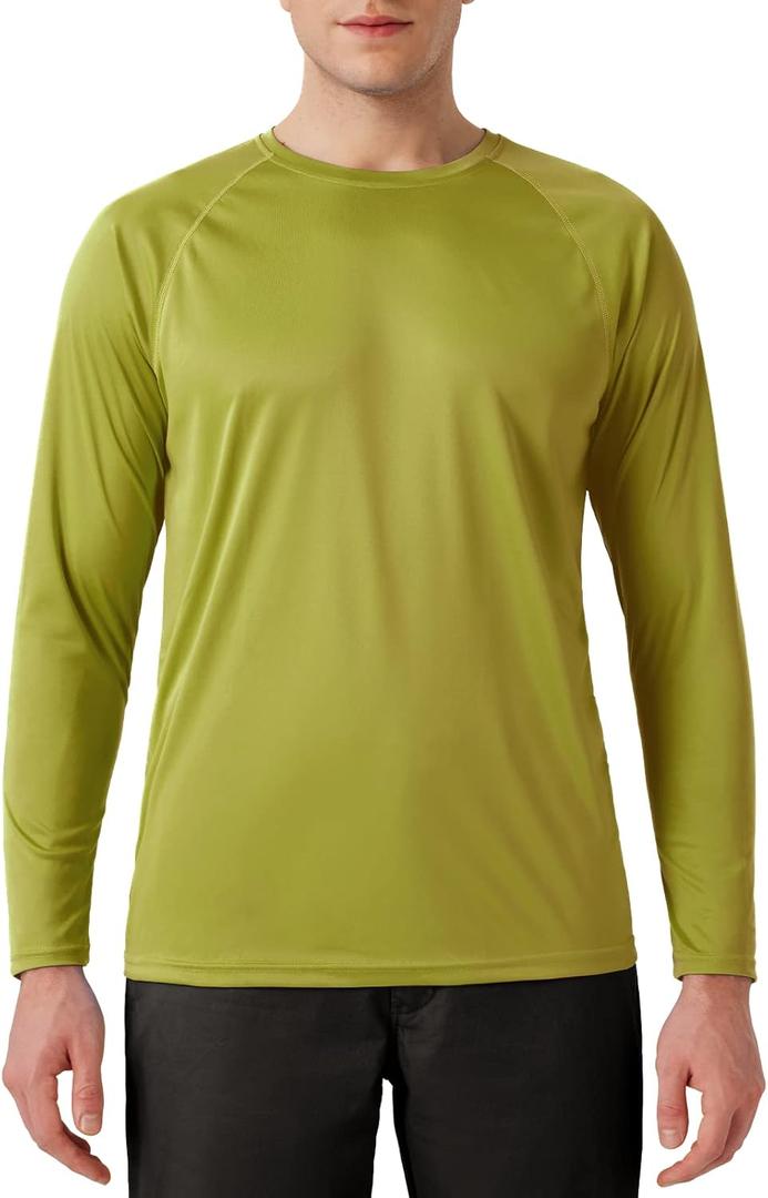 Mens UPF 50+ Rash Guard Swim Shirt Long Sleeve Moisture Wicking Quick Dry Lightweight Wrinkle-Resistant (Green, XXL)