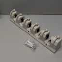 HOME IT Mop And Broom Holder Wall Mount - Garage Storage Systems with 5 Slots, 6 Hooks, 7.5lbs Capacity Per Slot - Garden Tool Organizer For Home, Kitchen, Closet, Garage, Laundry Room - Off-White