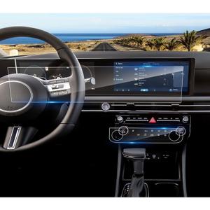 2025 2026 Santa Cruz Screen Protector for Hyundai Santa Cruz (Dual 12.3Inch+AC) (SE/SEL/SEL Activity/XRT/Limited), 9H Tempered Glass 2026 2025 Santa Cruz Accessories Anti-Scratch&HD Transparent
