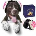 Upgraded Dog Ear Muffs for Noise Protection - 22dB NRR Noise Cancelling Headphones with Dog Paw Design, Calming Earmuffs for Thunder, Fireworks & Hunting (M, White-Pink)