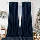 Dchola Navy Blue Velvet Curtains for Bedroom Window, Super Soft Vintage Luxury Heavy Drapes, Room Darkening Rod Pocket Curtain for Living Room, W52 by L96 inches, 2 Panels