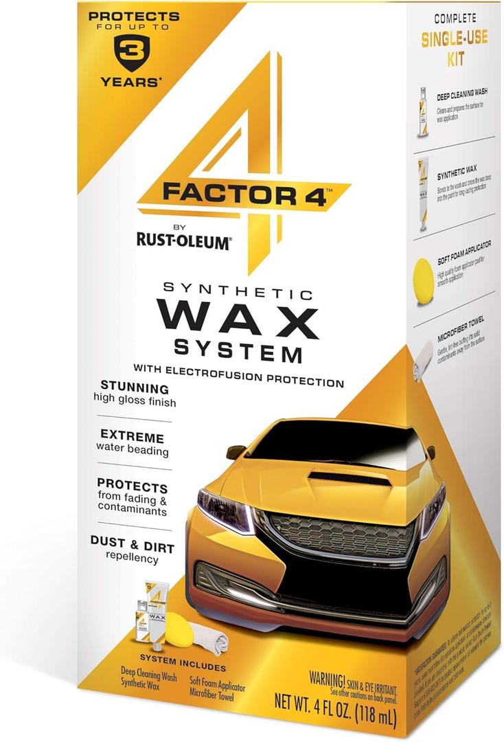 Rust-Oleum 345537 Factor 4 Synthetic System Car Wax, 4 Piece Set