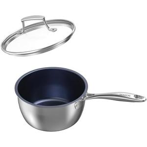 titaudou Sauce Pan, Nonstick Saucepan with Lid, 2.2 Quart Titanium & Stainless Steel Multipurpose Small Sauce Pot with Lid for Home Kitchen, PFOA Free, Dishwasher & Oven Safe, All Stovetop Compatible
