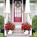 4 Bundles Large Artificial Geranium Flowers for Outdoors UV Resistant Faux Silk Flowers Realistic Fake Plants for Porch Balcony Patio Garden Home Decor (Red)