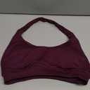 VOYJOY Women Workout Impact Bras Medium Low Support Halter Sports Bras Seamless Open Back Gym Padded Yoga Crop Top (X-Small, Black Cherry)