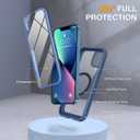 Miracase for iPhone 13 mini Case 5.4",Full-Body Protection,Clear Bumper Case with Built-in 9H Tempered Glass Screen Protector,Military-Grade Drop Protection Outdoor Phone Case for 13 mini,Dark Blue