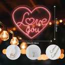 Couple Gifts Love You Neon Signs Birthday Valentine's Day Anniversary Presents for Boyfriend Girlfriends LED Light Hanging Wall Decor for Home Bedroom Bathroom Living Dining Bar Party