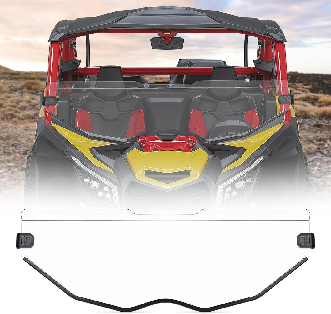 Kemimoto X3 Half Windshield Compatible with Can Am Maverick X3 XRS XDS Turbo R Max 2017-2026 Clear Standard Hard Polycarbonate Front Window Clear