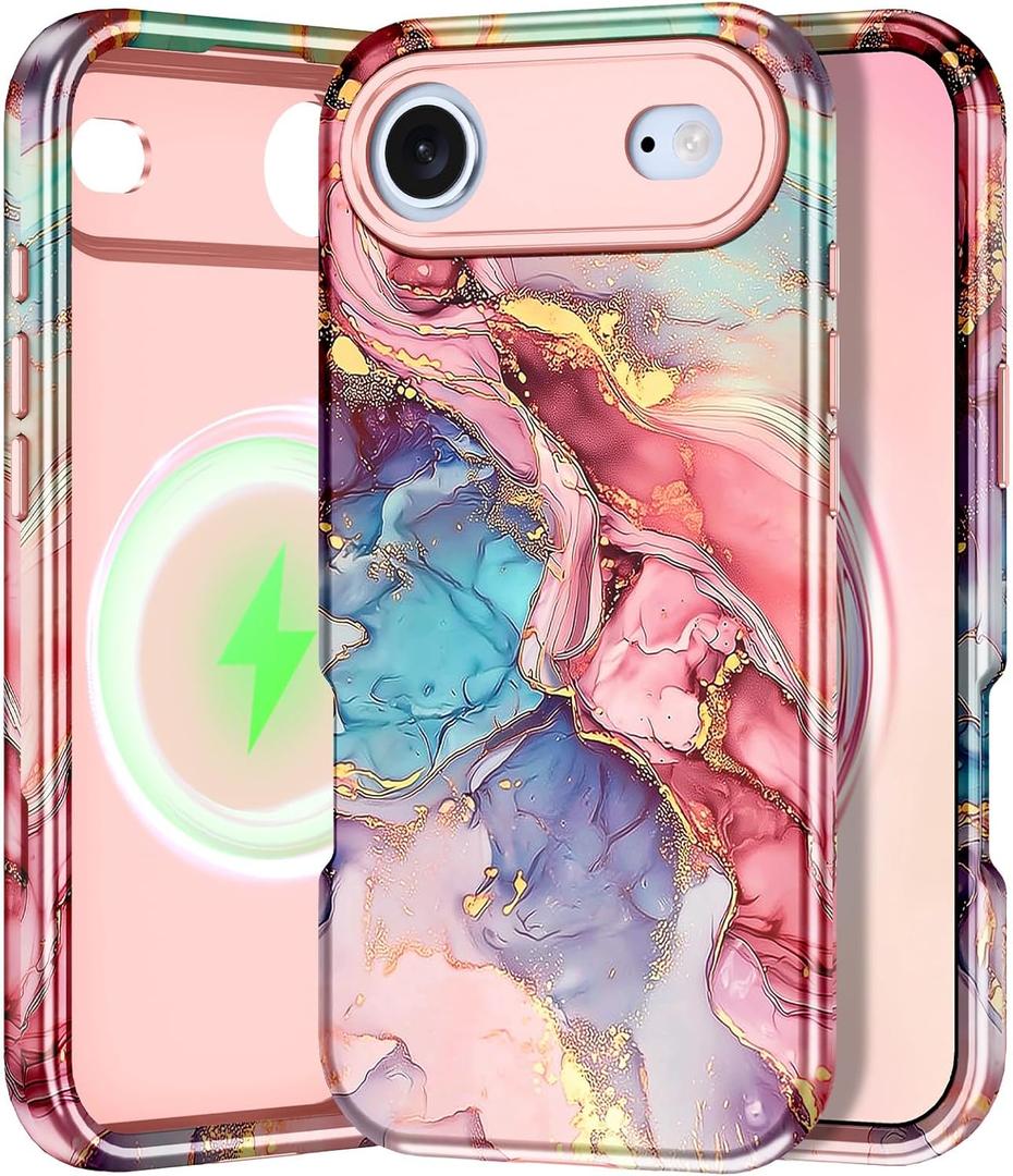 Btscase for iPhone Air Case [Compatible with Magsafe] [Military-Grade Drop Protection] Slim Anti-Scratch Smooth Touch TPU Bumper Shockproof Magnetic Phone Case for Women Girls Men, Rose Gold