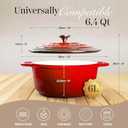 Nuovva Enamelled Cast Iron Dutch Oven Pot with Lid 6.4 Quart Non Stick Casserole Pot Heavy Duty & Oven Safe up to 500 F for Bread Baking, Braising, Stews, Roasting 28cm Red