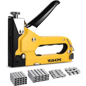 Upholstery Staple Gun Heavy Duty, YEAHOME 4-in-1 Stapler Gun with 4000 Staples, Manual Brad Nailer Power Adjustment Stapler Gun for Wood, Crafts, Carpentry, Decoration DIY (4-in-1 Stapler Gun With 4000 Staples)