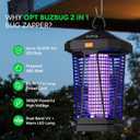 Buzbug 2-in-1 LED Bug Zapper Indoor Outdoor with Smart Control, Up to 50000H LED Bulbs, 3800V High Voltage Mosquito Killer, Electric Fly Zapper & Night Light, Fruit Fly Killer, MA-20
