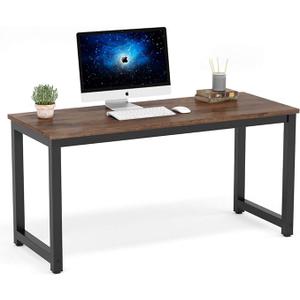 Tribesigns Computer Desk, 55 inch Large Office Desk Computer Table Study Writing Desk Workstation for Home Office, Rustic Brown