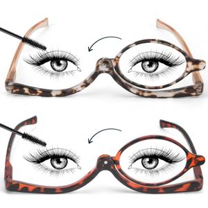 SEEKEY 2 Pack Makeup Reading glasses for Women,One Eye Cosmetic Readers Rotating Lens, Makeup Readers for Women (Tortoise+brown, 1.5 x)
