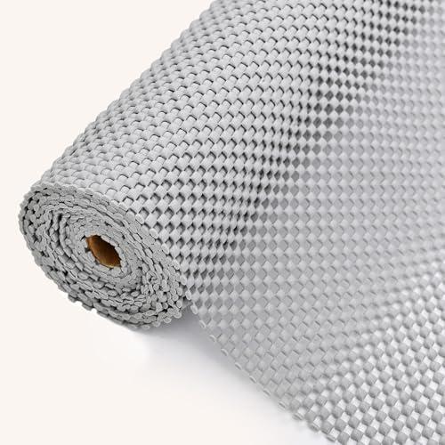 Drawer and Shelf Liner for Kitchen Cabinet: 12 in X 10 Ft Non Slip Waterproof Shelf Paper Non Adhesive Refrigerator Liners Light Gray Easy Liners for Bathroom, Pack 2
