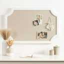 Hogan Framed Scalloped Decorative Wall Pinboard; White; 24 x 36; Rustic Modern Farmhouse Bulletin Board for Wall Organization and Decorative Displays