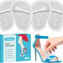 ZUCNANA Ball of Foot Cushions (2 Pairs Gel Shoe Inserts), Heel Inserts for Women, Non Slip Heel Pads, Heel Cushions for Women Foot Pain Relief and Comfort, One Size Fits Any (Clear)