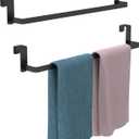 Over Cabinet Towel Rack, 2 Pack 14 Inch Over The Door Towel Bar Towel Hanger for Kitchen, Stainless Steel Over Cabinet Cupboard Kitchen Towel Holder, Foam Protective Mats(Black)