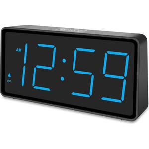 Peakeep Battery Operated Digital Alarm Clock for Bedrooms Cordless - Auto/Manual Dimmer, Volume Adjustable, Large Big Numbers Display, Dual Power Supply