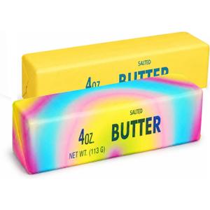 2Pcs Butter Squishy Toy, Realistic Butter Stick Slow Rising,Soft PU Foam Squeeze Stress Relief Toy,Cute Food Fidget Toy for Desk,Office,School,Party Favors & White Elephant Gifts