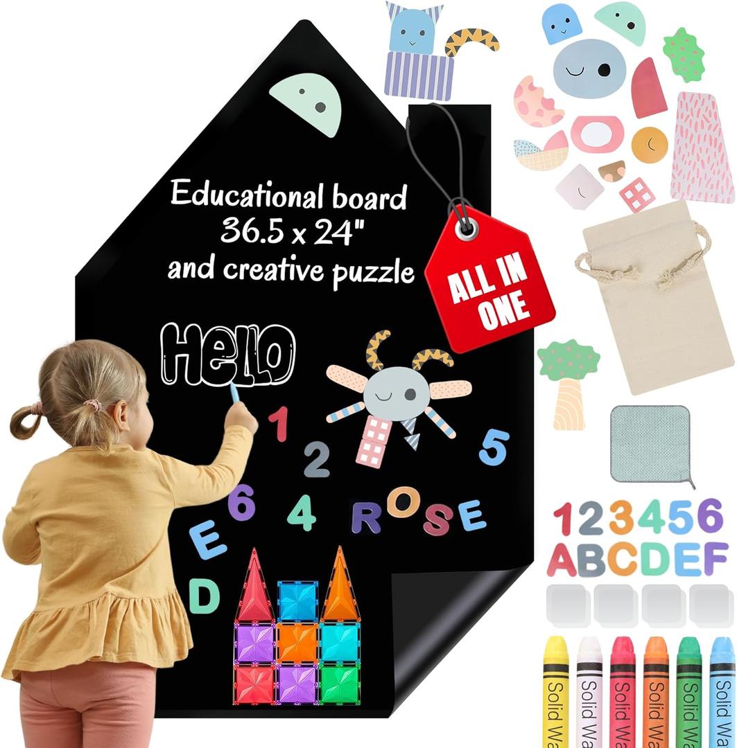 Magnetic Chalkboard Wall Decal for Kids  Peel & Stick Removable Blackboard, Reusable Drawing & Learning Board for Playroom, Classroom & Home