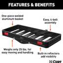 CURT 18113 49 x 22-1/2-Inch Black Aluminum Hitch Cargo Carrier, 500 lbs Capacity, 2-in Fixed Shank