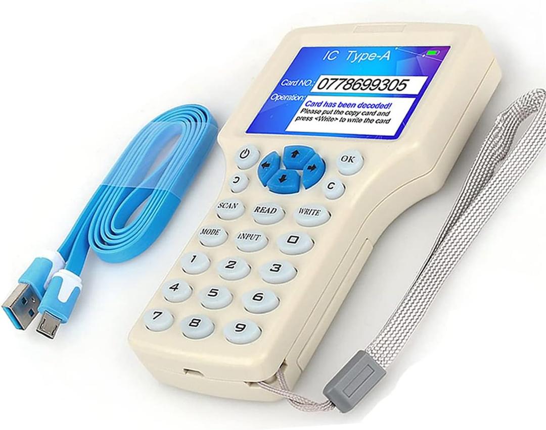 JASAG RFID Reader Writer Duplicator, NFC Reader, 125KHz 13.56MHz RFID Smart Card Copier, Encrypted Card Decoder, with Free Software and USB, for Access Control Home Security, off-white