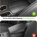 INTGET Center Console Cover for 2026 Ford Mustang Accessories 2015-2025 2016 2017 2018 2019 2020 2021 2022 2023 2024 Ecoboost/GT Armrest Car Arm Rest Box Lid Middle Seat(Black Stitches, 2015-2026)