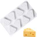 OCPO KITCHEN Cheese Silicone Baking Mold for Mousse Cake, CheeseCake, French Dessert, Pastry, Chocolate, Ice Cream, Pudding, Cake Decoration Mold, 3D Cheese Shape (8-Cavity)
