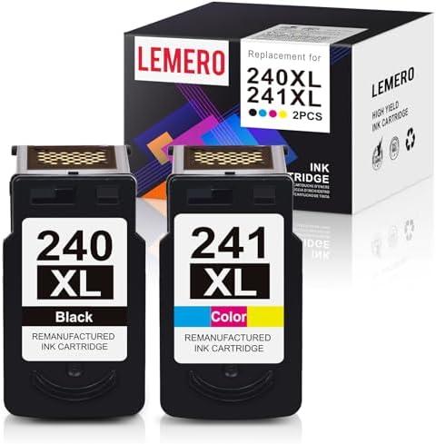 LEMERO 240XL 241XL Combo Pack Remanufactured Ink Cartridges Replacement for Canon Printer Ink 240 241 Combo Pack PG-240XL CL-241XL for PIXMA MG3620 MG3600 Printer for Canon Ink 240 241 (2 Pack)