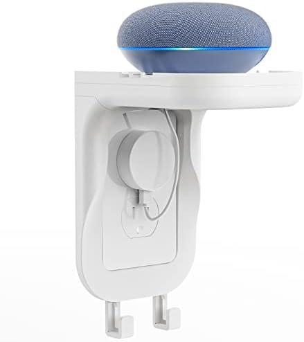 WALI Outlet Shelf Wall Holder, Fit for Duplex GFCI Decorative Outlet Shell A Space Saving for Smart Home, Speaker Mounts up to 10lbs with Cable Management (OSH001-W), White