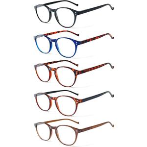 NORPERWIS 5 Pairs Reading Glasses - Standard Fit Spring Hinge Readers Glasses for Men and Women (5Color, 2.5, x)